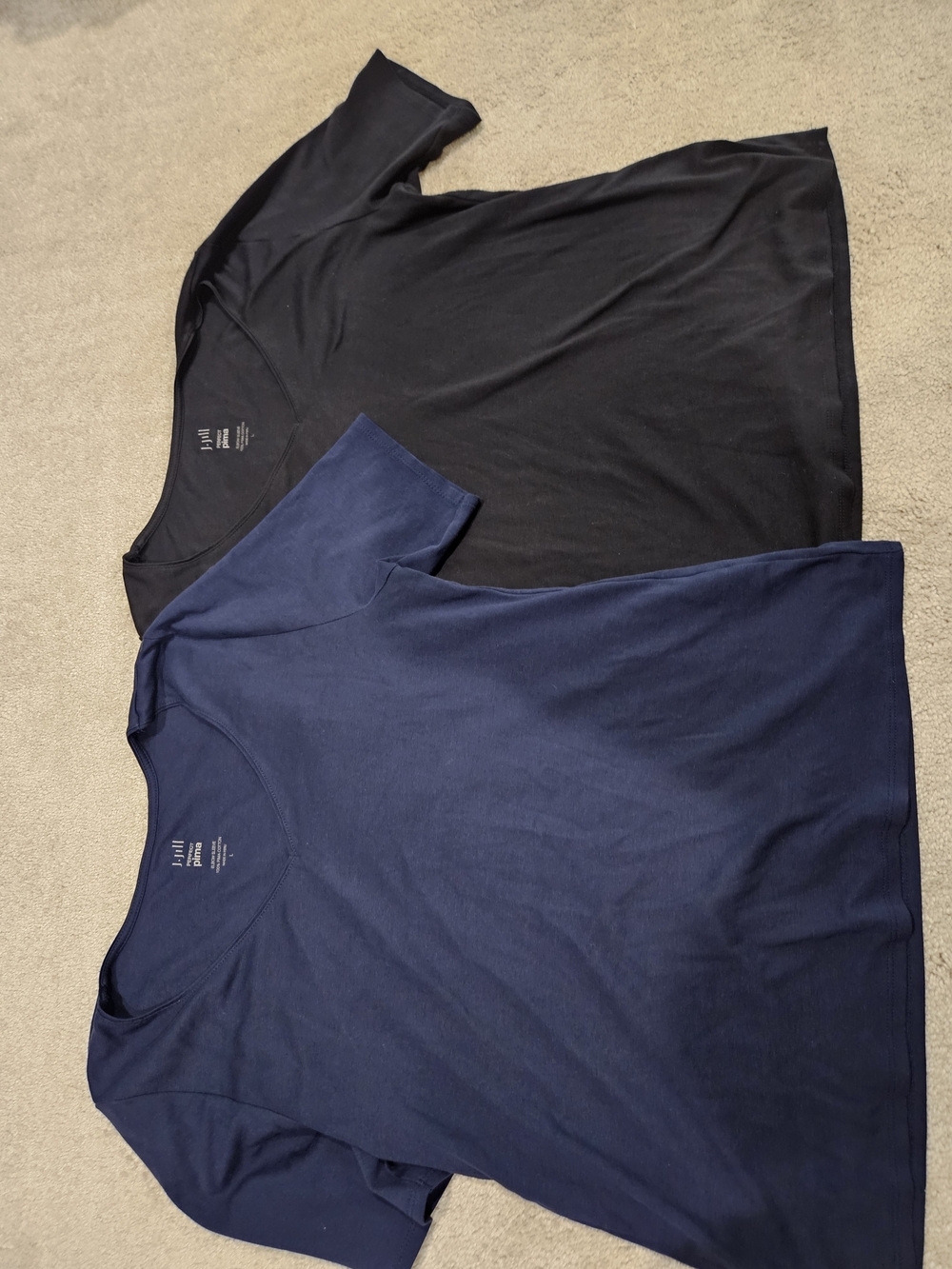 J. Jill Navy Elbow Sleeve Pima Top